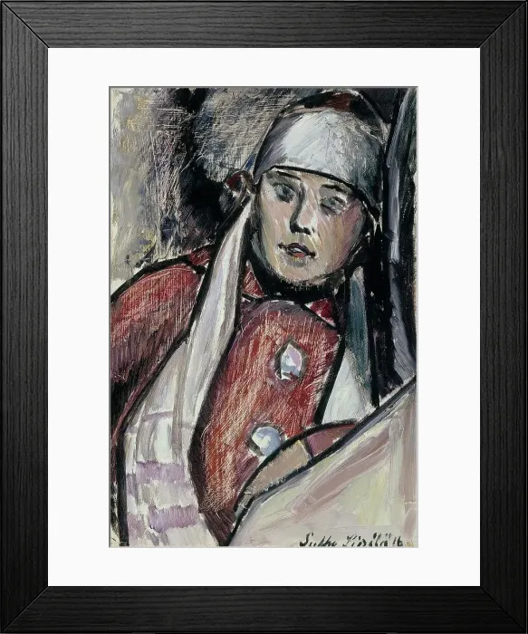 Framed Print : Woman in a White Scarf, 1916. Creator: Sulho Sipila Framed Print : Woman in a White Scarf, 1916. Creator: Sulho Sipila