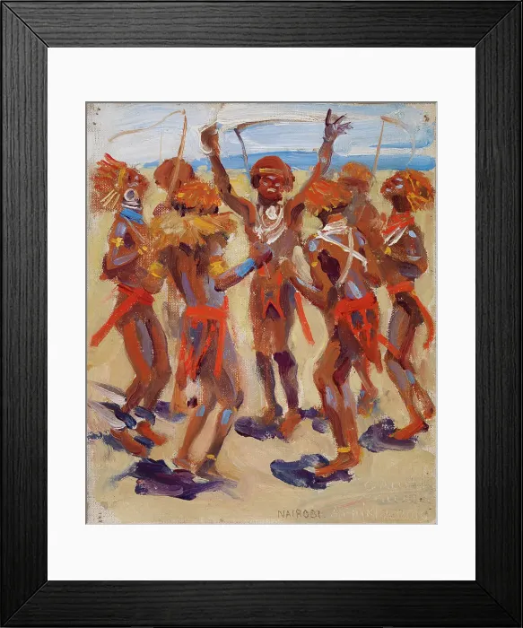 Framed Print : Dancing Kikuyu Warriors, 1909. Creator: Akseli Gallen-Kallela Framed Print : Dancing Kikuyu Warriors, 1909. Creator: Akseli Gallen-Kallela