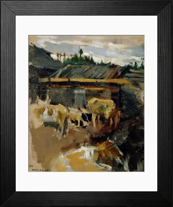 Framed Print : Cattle yard, 1886. Creator: Akseli Gallen-Kallela Framed Print : Cattle yard, 1886. Creator: Akseli Gallen-Kallela