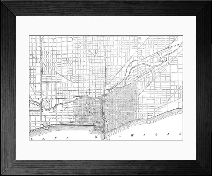 Framed Print : The Great Fire at Chicago: plan showing the extent of the fire, 1871. Creator: Unknown Framed Print : The Great Fire at Chicago: plan showing the extent of the fire, 1871. Creator: Unknown
