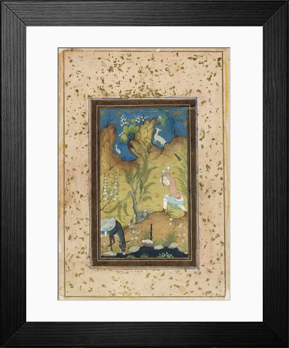 Framed Print : Farhad makes a staircase to the palace of Shirin, 1600-1699. Creator: Unknown Framed Print : Farhad makes a staircase to the palace of Shirin, 1600-1699. Creator: Unknown
