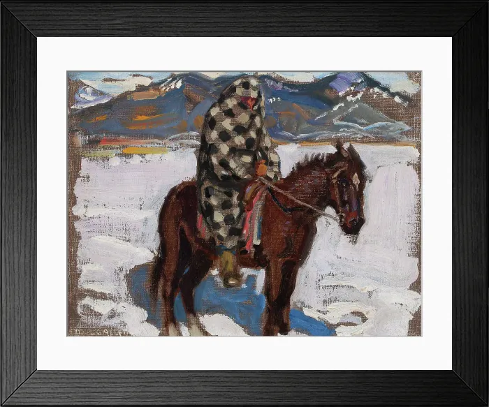 Framed Print : Native American on Horseback in Snow, 1925. Creator: Akseli Gallen-Kallela Framed Print : Native American on Horseback in Snow, 1925. Creator: Akseli Gallen-Kallela
