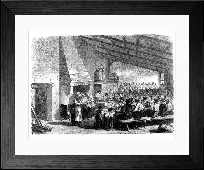 Framed Print : The Vintage of Medoc: labourers in the vineyard at their meals, 1871. Creator: Unknown Framed Print : The Vintage of Medoc: labourers in the vineyard at their meals, 1871. Creator: Unknown
