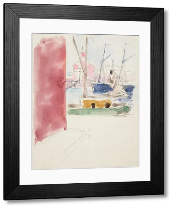 Framed Print : Ships in the southern harbor, sketch, c1900. Creator: Akseli Gallen-Kallela Framed Print : Ships in the southern harbor, sketch, c1900. Creator: Akseli Gallen-Kallela