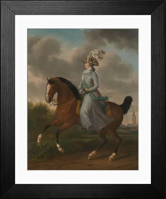 Framed Print : Equestrian portrait of Frederika Sophia Wilhelmina of Pruissia (1751-1820), 1789. Creator: Haag, Tethart Philipp Christian (1737-1812)