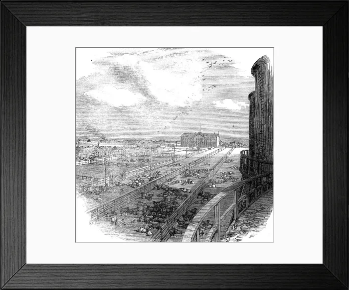 Framed Print : The Great Fire at Chicago: stock-yards, 1871. Creator: Unknown Framed Print : The Great Fire at Chicago: stock-yards, 1871. Creator: Unknown