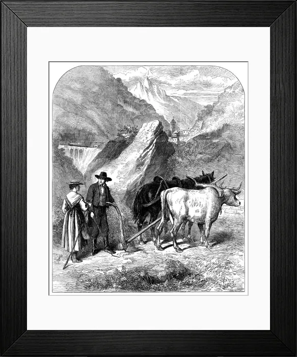 Framed Print : Agriculture in the Dora Valley, Mont Cenis Railway, 1871. Creator: Unknown Framed Print : Agriculture in the Dora Valley, Mont Cenis Railway, 1871. Creator: Unknown