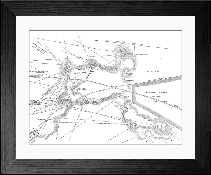 Framed Print : The Autumn Campaign: plan of Sir Hope Grant's intrenchments on Chobham Common, 1871. Creator: Unknown Framed Print : The Autumn Campaign: plan of Sir Hope Grant's intrenchments on Chobham Common, 1871. Creator: Unknown