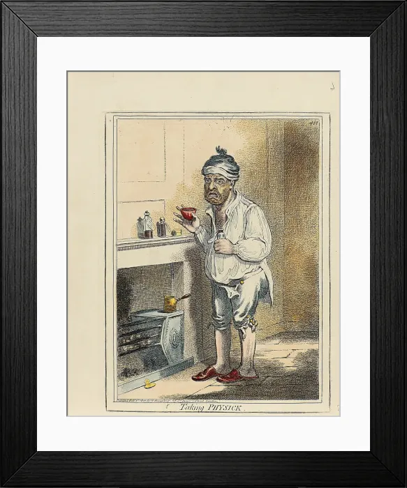Framed Print : Taking Physic, 1800. Creator: Gillray, James (1757-1815) Framed Print : Taking Physic, 1800. Creator: Gillray, James (1757-1815)
