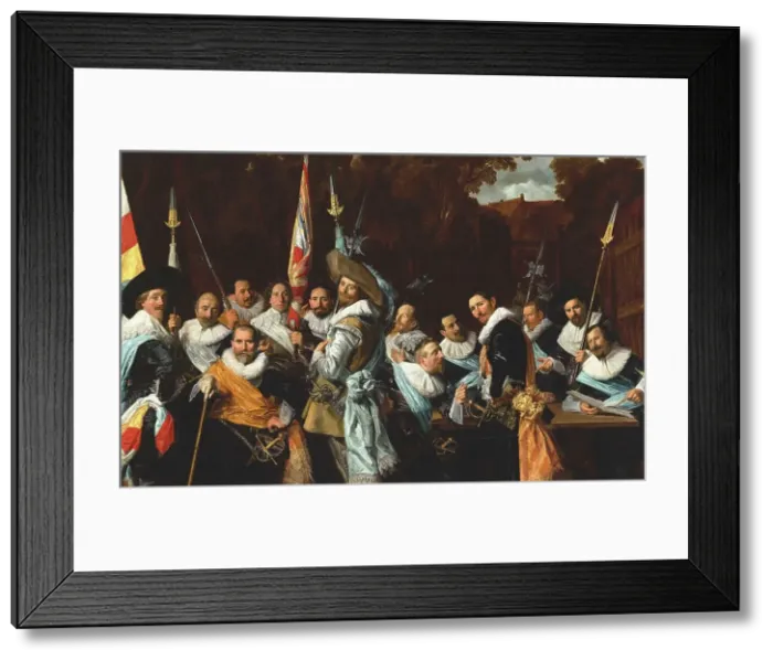 Framed Print : Banquet of the Officers of the Calivermen Civic Guard in Haarlem, 1633. Creator: Hals, Frans I (1581-1666) Framed Print : Banquet of the Officers of the Calivermen Civic Guard in Haarlem, 1633. Creator: Hals, Frans I (1581-1666)