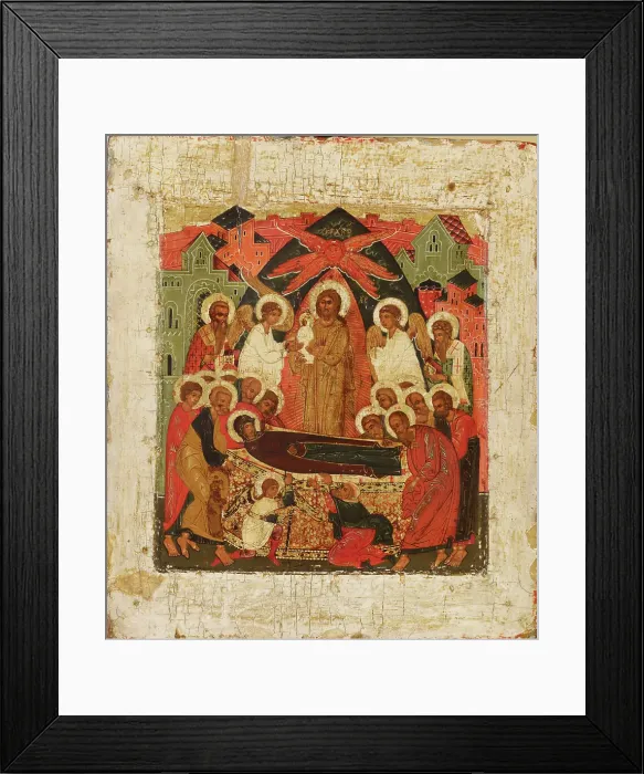 Framed Print : Dormition of the Mother of God, Russian icon, 1600-1650. Creator: Unknown Framed Print : Dormition of the Mother of God, Russian icon, 1600-1650. Creator: Unknown
