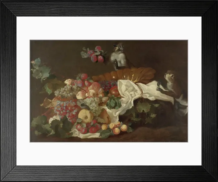 Framed Print : Monkeys and fruit, 1842-1866. Creator: Wladimir Swertschkoff Framed Print : Monkeys and fruit, 1842-1866. Creator: Wladimir Swertschkoff