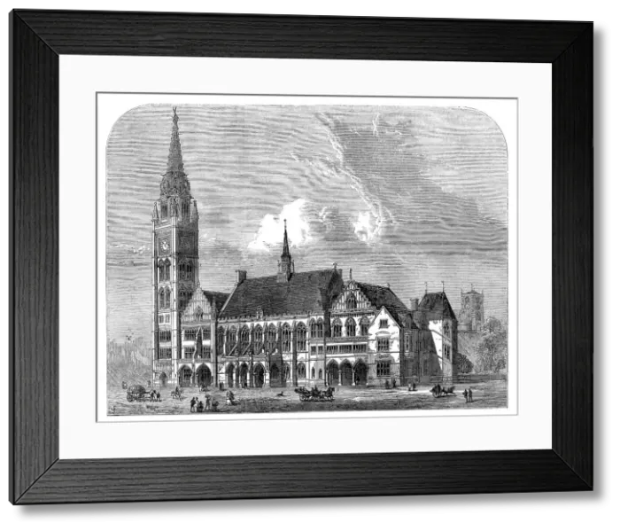 Framed Print : The new townhall, Rochdale, 1871. Creator: Unknown Framed Print : The new townhall, Rochdale, 1871. Creator: Unknown