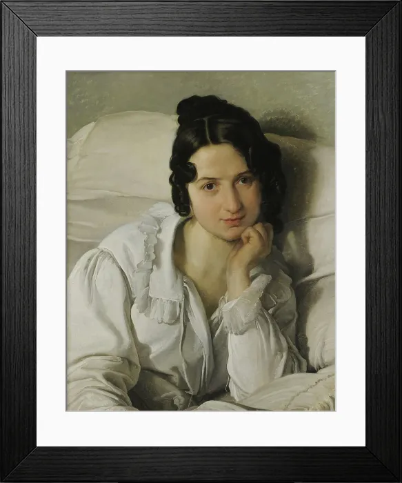 Framed Print : Portrait of Carolina Zucchi (The Sick Woman or Carolina in Bed), c1825. Creator: Hayez, Francesco (1791-1882) Framed Print : Portrait of Carolina Zucchi (The Sick Woman or Carolina in Bed), c1825. Creator: Hayez, Francesco (1791-1882)