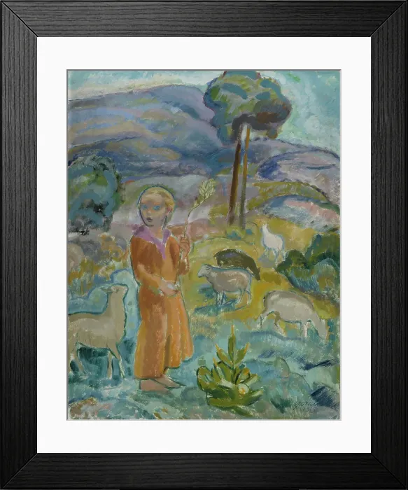Framed Print : Shepherdess, 1915. Creator: Yrjö Aleksander Ollila Framed Print : Shepherdess, 1915. Creator: Yrjö Aleksander Ollila