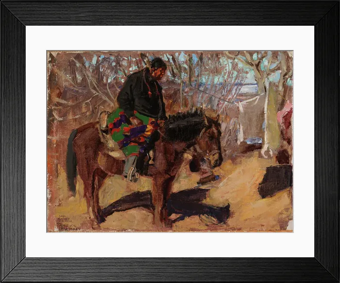 Framed Print : Native American on Horseback, 1925. Creator: Akseli Gallen-Kallela Framed Print : Native American on Horseback, 1925. Creator: Akseli Gallen-Kallela