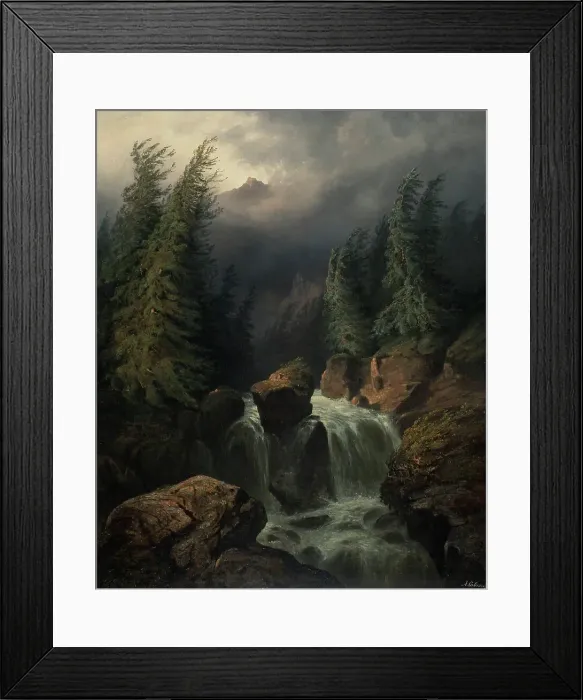 Framed Print : Alpine rapids, 1830-1864. Creator: Alexandre Calame Framed Print : Alpine rapids, 1830-1864. Creator: Alexandre Calame