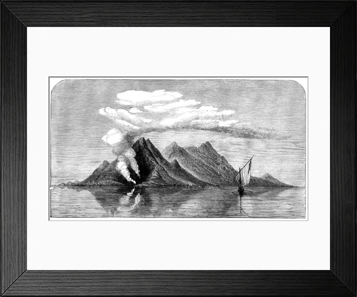 Framed Print : Volcanic eruption in the island of Camiguin, Philippines, 1871. Creator: Unknown Framed Print : Volcanic eruption in the island of Camiguin, Philippines, 1871. Creator: Unknown