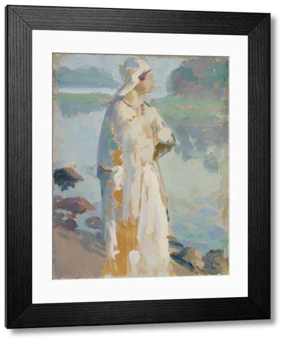 Framed Print : Woman on the beach, 1910-1930. Creator: Santeri Salokivi Framed Print : Woman on the beach, 1910-1930. Creator: Santeri Salokivi