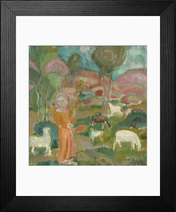 Framed Print : Shepherdess, 1915. Creator: Yrjö Aleksander Ollila