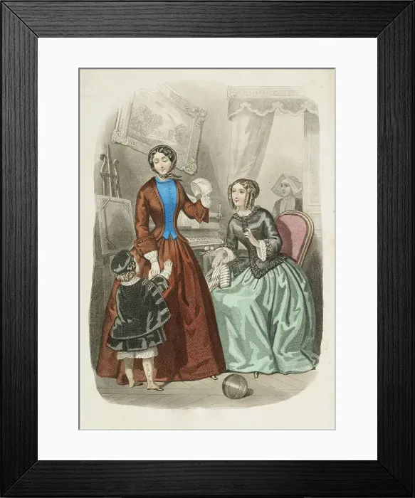 Framed Print : Fashion Plate - Journal des Demoiselles, 1848. Creator: Rossin Framed Print : Fashion Plate - Journal des Demoiselles, 1848. Creator: Rossin