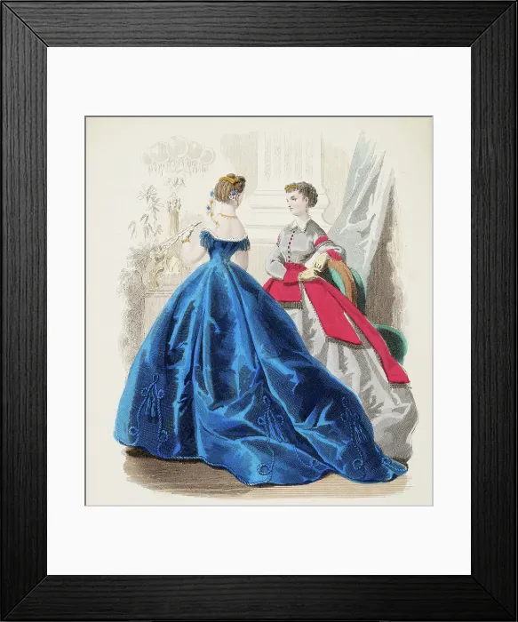 Framed Print : Fashion Plate - Petit Courrier des Dames Modes de Paris, 1850-70. Creator: Gilquin fils Framed Print : Fashion Plate - Petit Courrier des Dames Modes de Paris, 1850-70. Creator: Gilquin fils