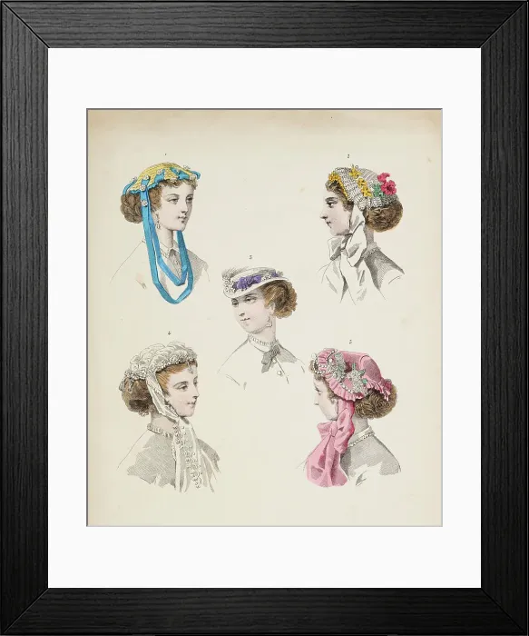Framed Print : Fashion plate - Journal des Demoiselles, 1868. Creator: Unknown Framed Print : Fashion plate - Journal des Demoiselles, 1868. Creator: Unknown