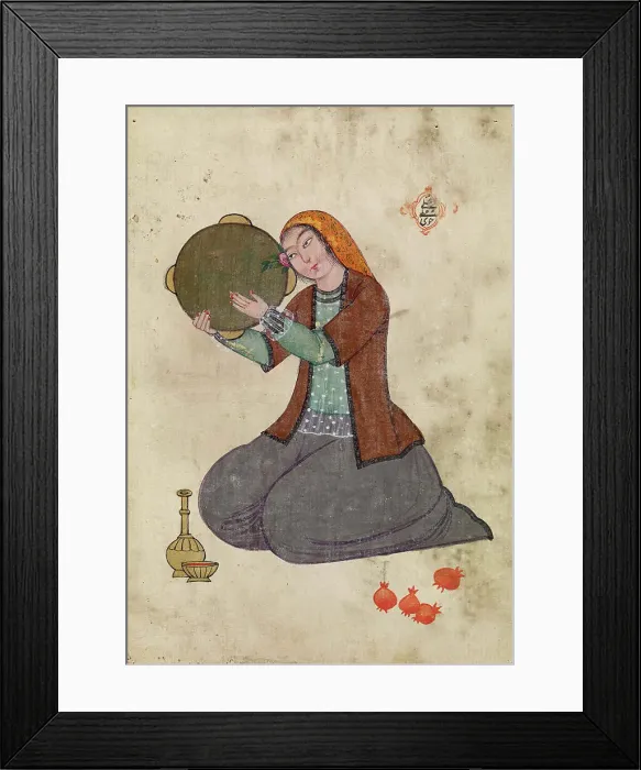 Framed Print : A woman playing the tambourine. Creator: Kuli Mili Hoi Framed Print : A woman playing the tambourine. Creator: Kuli Mili Hoi