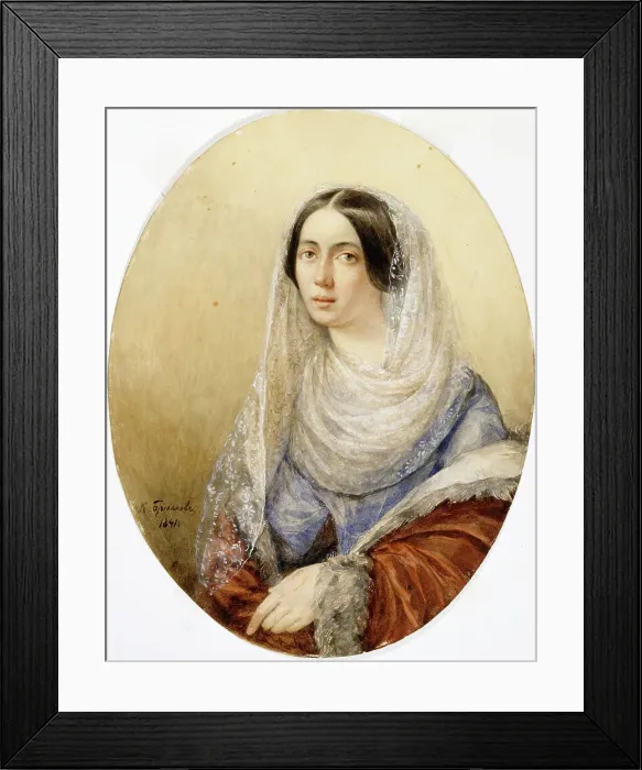 Framed Print : Portrait of a woman, 1841. Creator: Karl Briullov Framed Print : Portrait of a woman, 1841. Creator: Karl Briullov