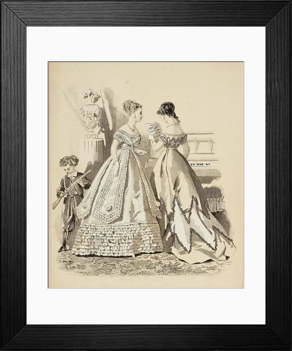 Framed Print : Fashion plate - Journal des Demoiselles I, 1868. Creator: Emile Préval Framed Print : Fashion plate - Journal des Demoiselles I, 1868. Creator: Emile Préval