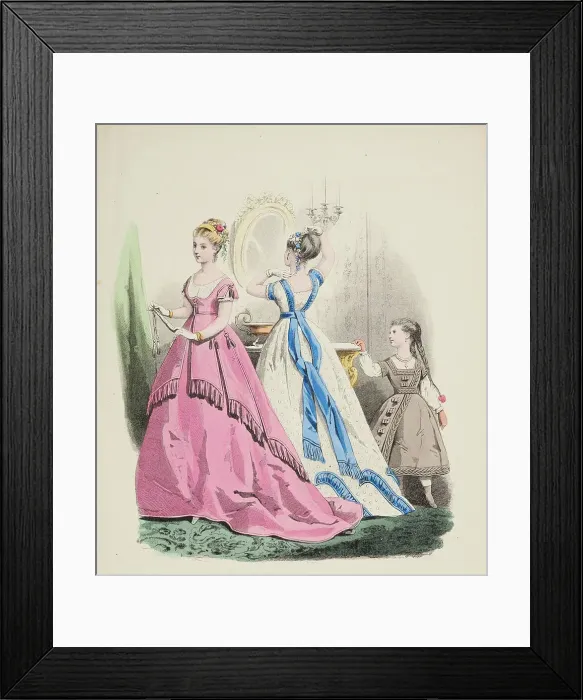 Framed Print : Fashion plate - Journal des Demoiselles II, 1868. Creator: Emile Préval Framed Print : Fashion plate - Journal des Demoiselles II, 1868. Creator: Emile Préval