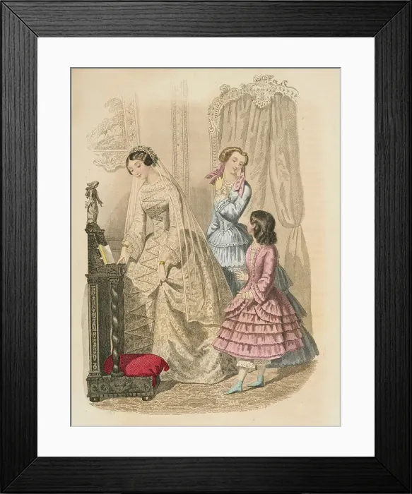 Framed Print : Fashion plate - Journal des Demoiselles V, 1851. Creator: Rossin Framed Print : Fashion plate - Journal des Demoiselles V, 1851. Creator: Rossin