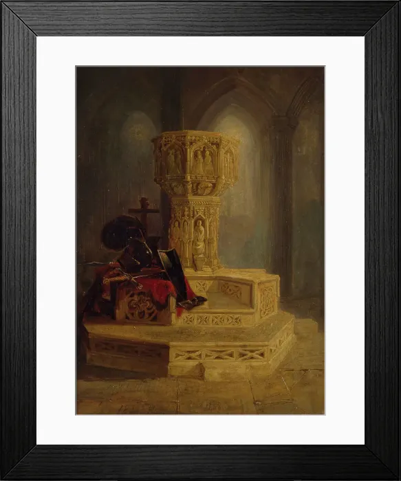 Framed Print : Font, Walsingham Church, 1831. Creator: William James Muller Framed Print : Font, Walsingham Church, 1831. Creator: William James Muller