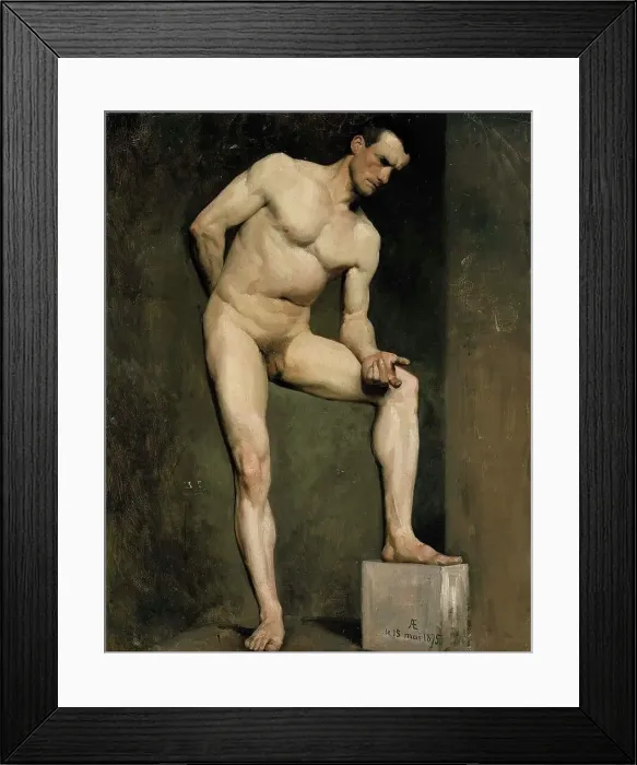 Framed Print : Male Model, academy study, 1875. Creator: Albert Edelfelt Framed Print : Male Model, academy study, 1875. Creator: Albert Edelfelt
