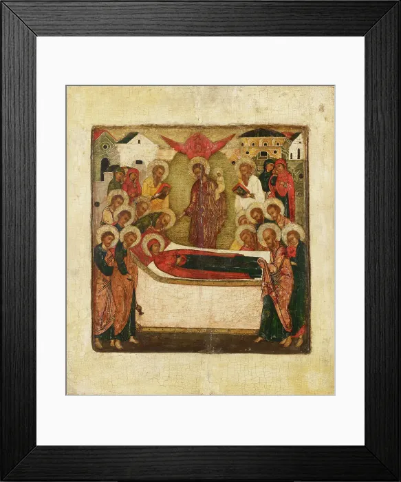 Framed Print : Dormition of the Mother of God, Russian icon, 1600-1650. Creator: Unknown Framed Print : Dormition of the Mother of God, Russian icon, 1600-1650. Creator: Unknown