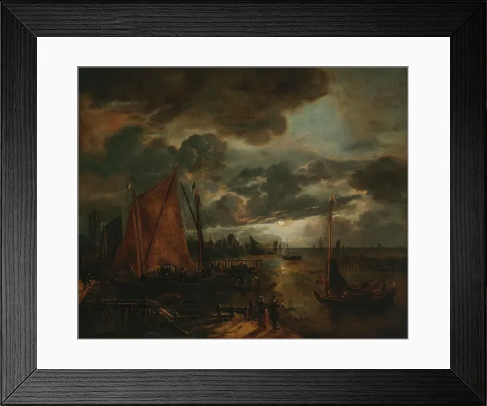 Framed Print : River in Moonlight, 1640-1649. Creator: Aert van der Neer Framed Print : River in Moonlight, 1640-1649. Creator: Aert van der Neer