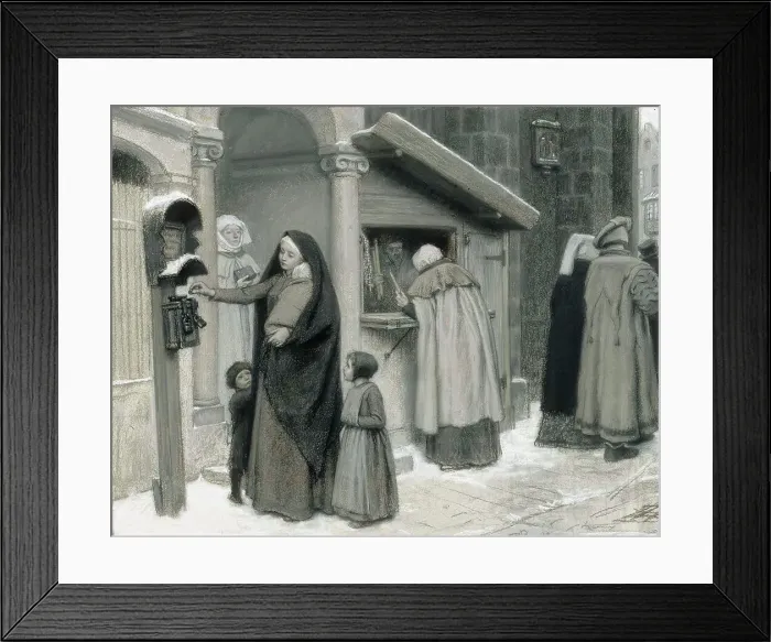 Framed Print : A widow and her children, 1899. Creator: Georg von Rosen Framed Print : A widow and her children, 1899. Creator: Georg von Rosen