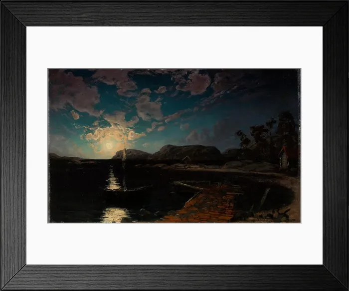 Framed Print : Landscape in Moonlight, 1878. Creator: Fanny Churberg Framed Print : Landscape in Moonlight, 1878. Creator: Fanny Churberg