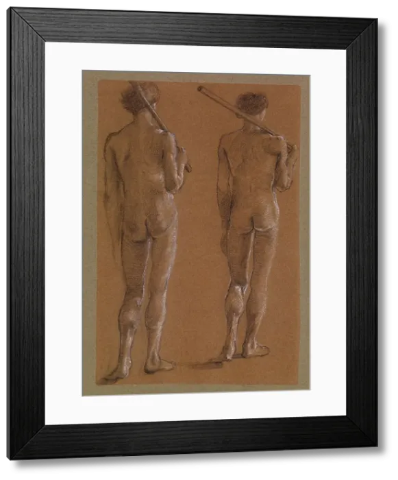 Framed Print : St George Series - Male Nude - Studies of two Soldiers for The Princess led to the Dragon, 1865-66 Creator: Sir Edward Coley Burne-Jones Framed Print : St George Series - Male Nude - Studies of two Soldiers for The Princess led to the Dragon, 1865-66 Creator: Sir Edward Coley Burne-Jones