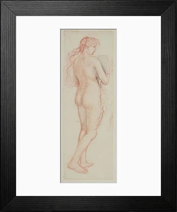 Framed Print : Female nude - study of figure with musical instrument, 1864. Creator: Sir Edward Coley Burne-Jones Framed Print : Female nude - study of figure with musical instrument, 1864. Creator: Sir Edward Coley Burne-Jones