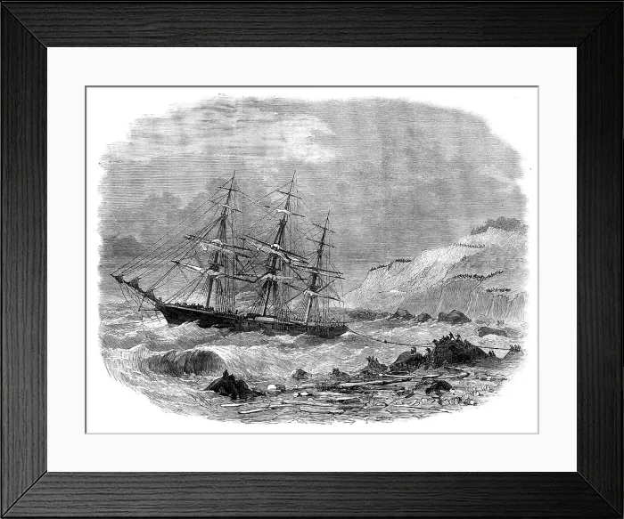 Framed Print : Wreck of the Underley at the back of the Isle of Wight, 1871. Creator: Unknown Framed Print : Wreck of the Underley at the back of the Isle of Wight, 1871. Creator: Unknown
