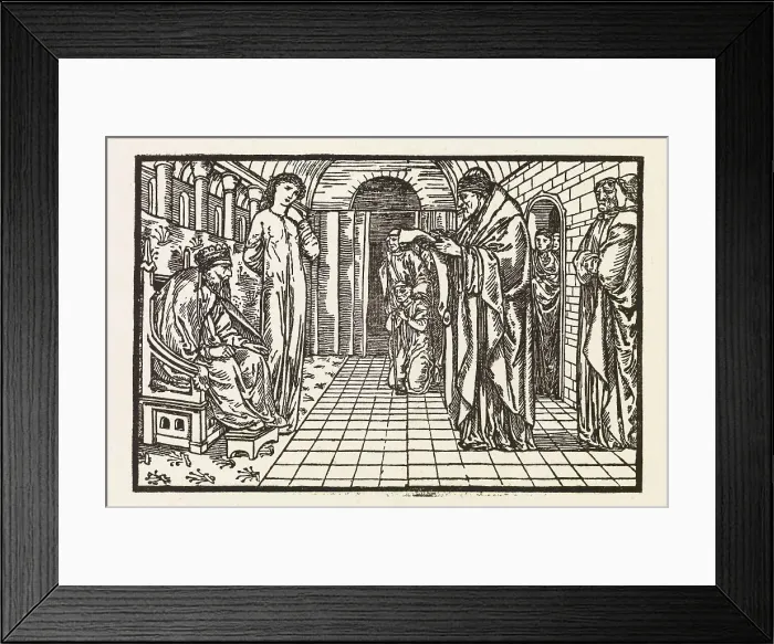 Framed Print : Cupid and Psyche - The reading of Apollo's Oracle to Psyche and her Father, 1880. Creator: Sir Edward Coley Burne-Jones Framed Print : Cupid and Psyche - The reading of Apollo's Oracle to Psyche and her Father, 1880. Creator: Sir Edward Coley Burne-Jones
