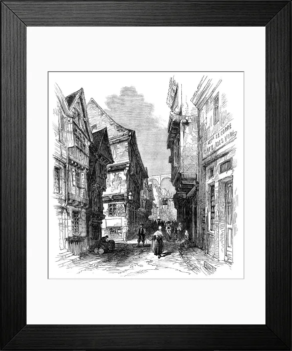 Framed Print : Street in Morlaix, Brittany, 1871. Creator: Unknown Framed Print : Street in Morlaix, Brittany, 1871. Creator: Unknown
