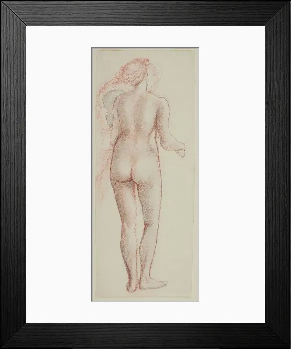 Framed Print : Female nude - study of a figure seen from the back, holding violin and bow, 1865-67. Creator: Sir Edward Coley Burne-Jones Framed Print : Female nude - study of a figure seen from the back, holding violin and bow, 1865-67. Creator: Sir Edward Coley Burne-Jones