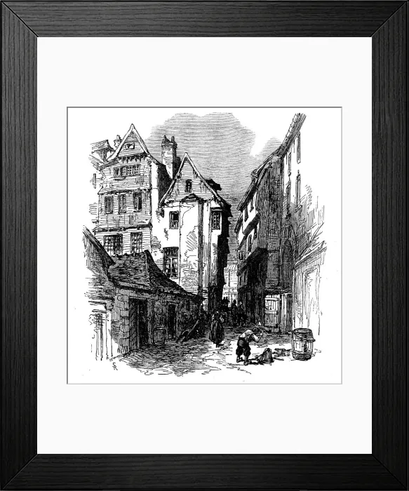 Framed Print : Street in Morlaix, Brittany, 1871. Creator: Unknown Framed Print : Street in Morlaix, Brittany, 1871. Creator: Unknown