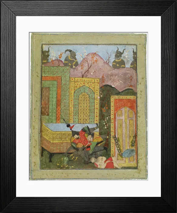 Framed Print : Shahnameh motif, c1400-1599. Creator: Unknown Framed Print : Shahnameh motif, c1400-1599. Creator: Unknown