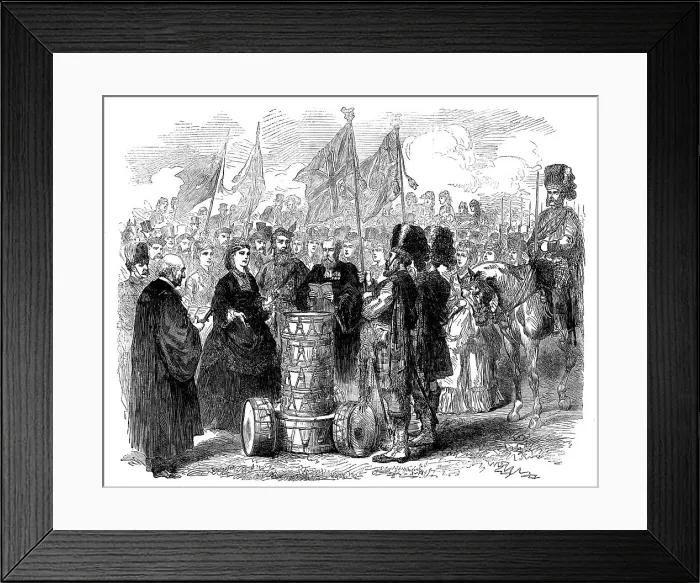 Framed Print : Presentation of Colours to the 93rd (Sutherland) Highlanders in the Queen's Park, Edinburgh, 1871. Creator: Unknown Framed Print : Presentation of Colours to the 93rd (Sutherland) Highlanders in the Queen's Park, Edinburgh, 1871. Creator: Unknown