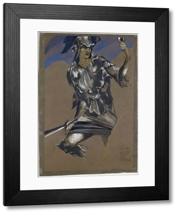 Framed Print : The Perseus Series - Study of Perseus in Armour... mid-late 19th century. Creator: Sir Edward Coley Burne-Jones Framed Print : The Perseus Series - Study of Perseus in Armour... mid-late 19th century. Creator: Sir Edward Coley Burne-Jones