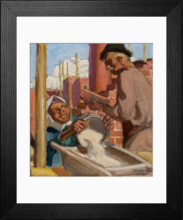 Framed Print : At a Building Site, 1906. Creator: Akseli Gallen-Kallela Framed Print : At a Building Site, 1906. Creator: Akseli Gallen-Kallela