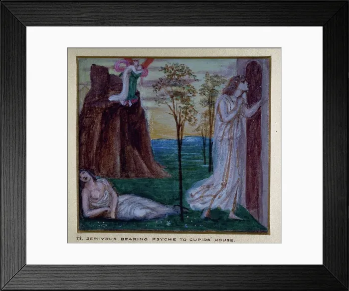 Framed Print : Cupid and Psyche - Study for the Palace Green Mural - Zephyrus bearing Psyche, 1872. Creator: Sir Edward Coley Burne-Jones Framed Print : Cupid and Psyche - Study for the Palace Green Mural - Zephyrus bearing Psyche, 1872. Creator: Sir Edward Coley Burne-Jones